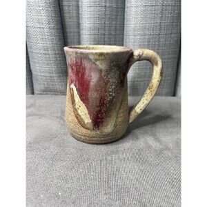 VTG Studio Pottery Coffee Tea Mug Signed Swick Red Brown Drip Glaze Texture